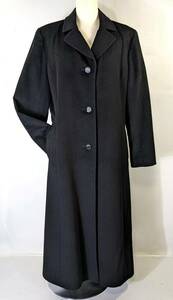 ★カシミヤ100％コート ブラック ロングコート M～Lサイズ★身幅約55cm PURE CASHMERE 黒