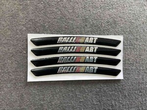 ★三菱 RALLI ART★14★ ホイールリムステッカー 装飾バッジデカールスタイリング 傷を隠す 4枚セット 90ｍｍ アルミ 車用