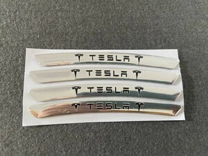 ★テスラ TESLA★34★ ホイールリムステッカー 装飾バッジデカールスタイリング 傷を隠す 4枚セット 90ｍｍ アルミ 車用