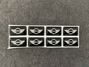 ★ミニ BMW MINI★07★ ステッカー エンブレム 8枚セット 結晶樹脂 防水シール 車の装飾 ブラック