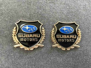 スバル SUBARU★ゴールド★★ ステッカー エンブレム 2個セット カバー 車ロゴ 自動車 キズ隠し 両面テープ付