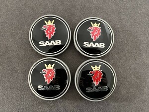 ★SAAB★86★ ホイールセンターキャップ ハブキャップカバー 車用 4個セット ブラック 外径63mm