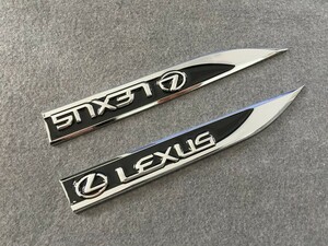 ★レクサス　LEXUS★ブラック★ 金属ステッカー エンブレム デカール 2枚セット 3D 立体 車用装飾 両面テープで取付簡単