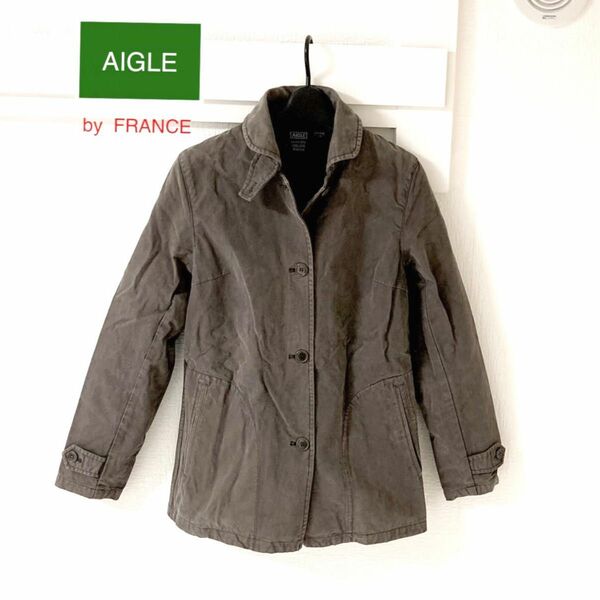 美品！エーグル AIGLE ハードコットン×ダメージ加工デザイン レディース ジャケット