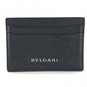 BVLGARI ブルガリ 33404 カードケース パスケース 定期入れ 薄型 グレインレザー 黒 ブラック シンプル ブランドSLG 管理YK30219