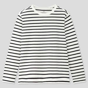 UNIQLO ユニクロ　キッズ　ボーダークルーネック　長袖Tシャツ　オフホワイト　150