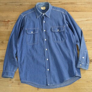 Melton メルトン デニム ワークシャツ USA製 Lサイズ 長袖 ブルー アメリカ製 MADE IN USA 古着 メンズ