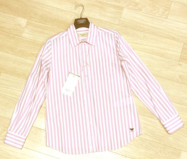 新品60%OFF　マックスマーラ　Max Mara　コットンストライプシャツ　ピンク　40サイズ　【送料無料】