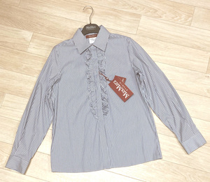  новый товар 64%OFF Max Mara Max Marala полный полоса блуза темно-синий 40 размер [ бесплатная доставка ]