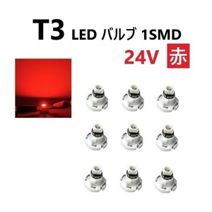 T3 LED バルブ 24V 赤 9個 セット レッド SMD ウェッジ メーター エアコン パネル 灰皿 バス トラック 大型 車 専用 定型外 送料込