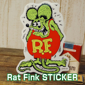 Rat Fink 大きめ ステッカー ◆ ラットフィンク ROTH'86 緑のネズミ R.F. meRD1-GR