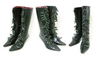 #JACQUES LE CORRE[ Jack ruko-] black leather leather fringe boots 37.5 long boots 