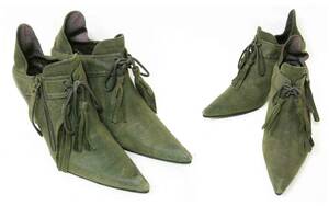 #RABOKIGOSHI[labokigosi] khaki suede leather bootie short boots 23