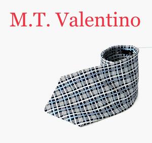 １円　M.T.Valentino ブルー　チェック　ネクタイ　メンズ