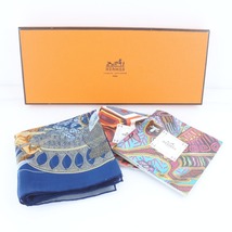 HERMES エルメス カレ45 AMOURS 愛 スカーフ シルク 紺 レディース【51160596】中古_画像8