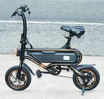 電動バイク機能搭載♪コンパクトな折り畳み式の電動アシスト自転車 12インチ！前後ディスクブレーキ・オートクルーズ機能搭載！V2ブラック!_画像3