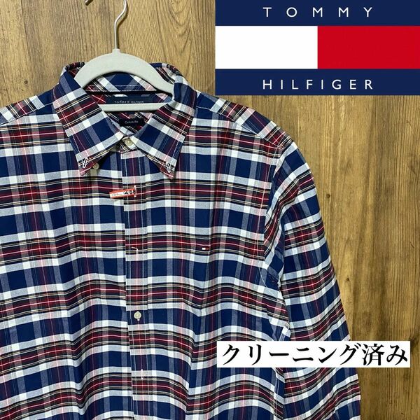 値下げしました！トミーヒルフィガー　TOMMY HILFIGER メンズシャツ　クリーニング済み チェックシャツ 長袖