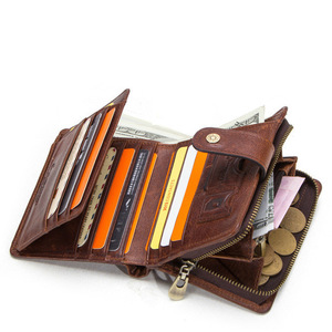 CONTACT'S 本革 RFID ヴィンテージ財布コインポケットショート財布スモールジッパー