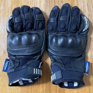 TRIUMPH Gloves トライアンフ プロテクター ライディング レザー グローブ 革手袋 Sサイズ バイク ツーリング ユーズド 補修,合皮剥がれ有