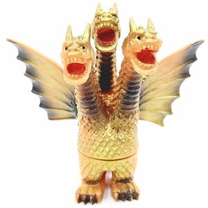 当時物 ポピー キングギドラ 日本製 東方怪獣 ソフビ ゴジラ 高さ13cm 人形 硬質 希少 キングザウルス R阿0223-10
