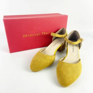 美品 ORiental TRaffic オリエンタルトラフィック M 23.0~23.5 パンプス ヒール アンクルストラップ スエードレザー からし イエロー/AC116