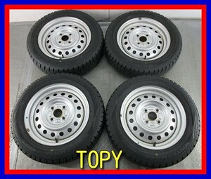 ■中古タイヤホイール■　TOPY スチールホイール 14インチ 4.5J +45 4H 100 DUNLOP WM02 165/65R14 79Q シルバー 激安 送料無料 J639