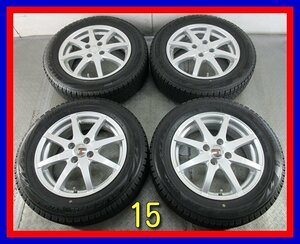 ■中古タイヤホイール■　15インチ 5.5J +42 4H 100 BRIDGESTONE VRX2 175/65R15 84Q アルミホイール ST 冬 激安 送料無料 J654