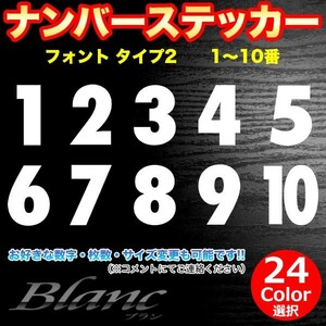 ★ヘルメット ナンバー タイプ2　1～10番 ステッカー 番号 数字 野球 ベースボール ソフトボール アイスホッケー スポーツ ゼッケン