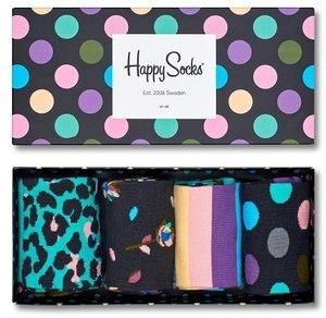 2◆新品・未開封◆Happy socks/ハッピーソックス◆ギフトボックス ソックス4足セット◆36～40(日本サイズ 23～25.5cm)◆XSTR09-7000◆