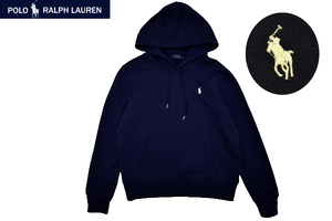 Y-5399★美品★POLO RALPH LAUREN ポロ ラルフローレン★正規品 秋冬 裏起毛 紺 ポニー刺繍 スウェット プルオーバー パーカー フーディ Ｍ