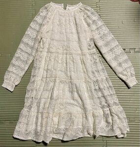 ZARA フルレース ワンピース ドレス インド製 フリル お嬢様スタイル サイズ13-14 CM 164 ピュアホワイト