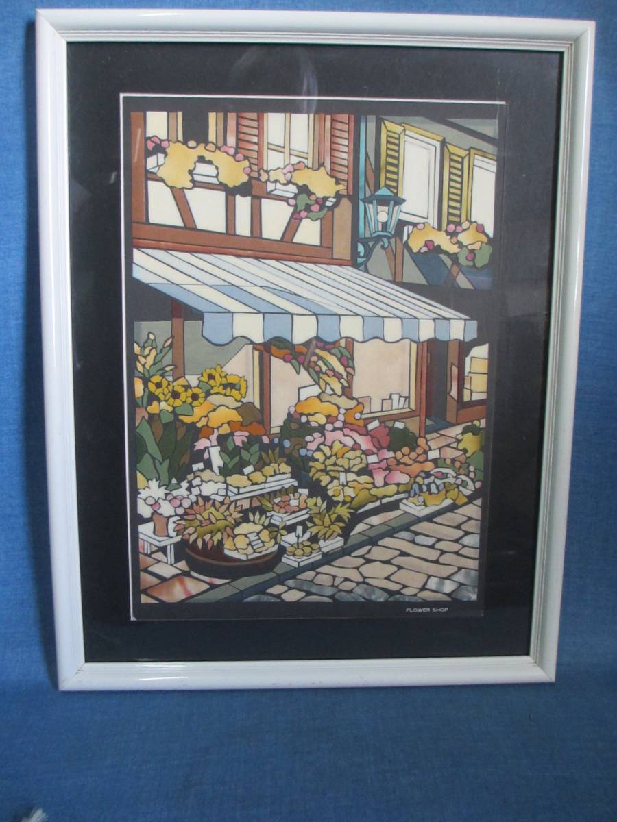 Art Flower Shop Collage Paper Cutout 54cm Framed, Artwork, Painting, Collage, Paper cutting
