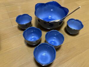 冷麦まるほんとーき雅　大鉢＆小鉢5個セット新品未使用品※食器・そうめん鉢・器