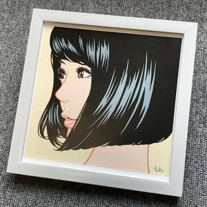 ■江口寿史『ALL ABOUT POP D』スクエア 20cm×20cm 額入り 貴重イラスト 印刷物 ポスター風デザイン 額装品 アートフレーム