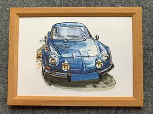 ■BOW。池田和弘『Alpine Renault A110 1600S』B5サイズ 額入り 貴重イラスト 印刷物 ポスター風デザイン 額装品 アートフレーム 旧車