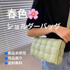 レディース シンプル 韓国風 ショルダーバッグ グリーン ファッション 肩がけ レザーショルダーバッグ
