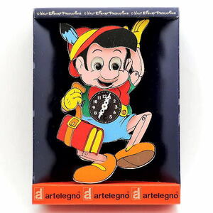 ディズニー　ピノキオ　木製掛け時計　Artelegno社 イタリア製　1970年代　手巻き時計　未使用品