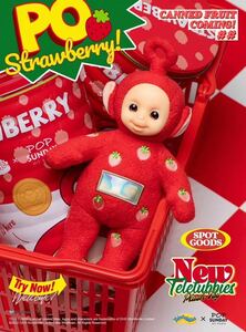 『テレタビーズ』TELETUBBIES ポー　PO　フルーツ缶　　缶詰　ストロベリー　ぬいぐるみ　フィギュア　バッグ付き　正規品　送料込み