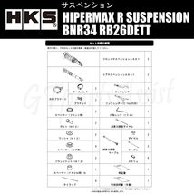 HKS HIPERMAX R SUSPENSION 車高調キット スカイラインGT-R BNR34 RB26DETT 99/01-02/08 80310-AN003 SKYLINE GT-R_画像3