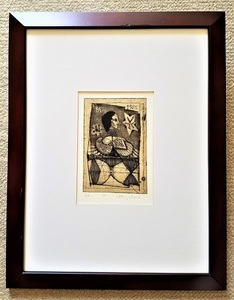 Art hand Auction 作者不詳サインmizutaniと銅版画下に記入 タイトル｢女｣1982年制作 銅版画 額装, 絵画, 油彩, 人物画