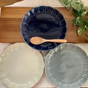 【インスタ映え】菊型　平皿　210　美濃焼　カレー皿　パスタ皿