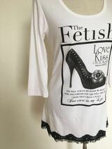 セシルマクビー CECIL McBEE 白 ロングTシャツ チュニック お洒落 ビジュー フリンジ レディース Mサイズ トップス 18_画像2