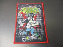 ANTHRAX 刺繍パッチ ワッペン notman skate 赤枠 アンスラックス / metallica megadeth pantera slayer exodus testament s.o.d._画像1