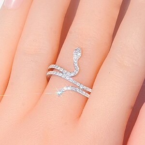  ring ring silver approximately 11 number aaa cz Cubic Zirconia lady's Korea animal snake . luck with money .. finger woman high class #C1533-2