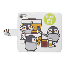 iPhone14 Plus　スマホケース 手帳型 プリントケース ペンギン 動物 救急箱 エイドキット キャラクター かわいい_画像2
