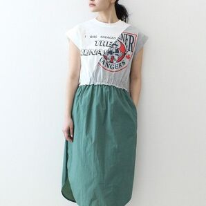 Three Four Time ロゴリメイク異素材ドッキングワンピース