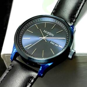 【新品】NIXON ニクソン 腕時計 SENTRY LUXE セントリー リュクス ネイビー×ブラックレザー コードバン 激レア デットストック！の画像8