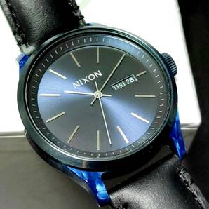 【新品】NIXON ニクソン 腕時計 SENTRY LUXE セントリー リュクス ネイビー×ブラックレザー コードバン 激レア デットストック！の画像9