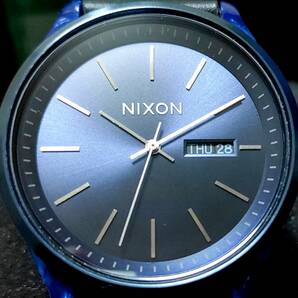 【新品】NIXON ニクソン 腕時計 SENTRY LUXE セントリー リュクス ネイビー×ブラックレザー コードバン 激レア デットストック！の画像2