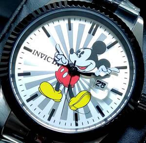 【新品】$595 INVICTA インビクタ 高級腕時計 DISNEY ミッキー シルバー×ブラック ツートン デイトジャスト 世界限定3000個 日本未発売！